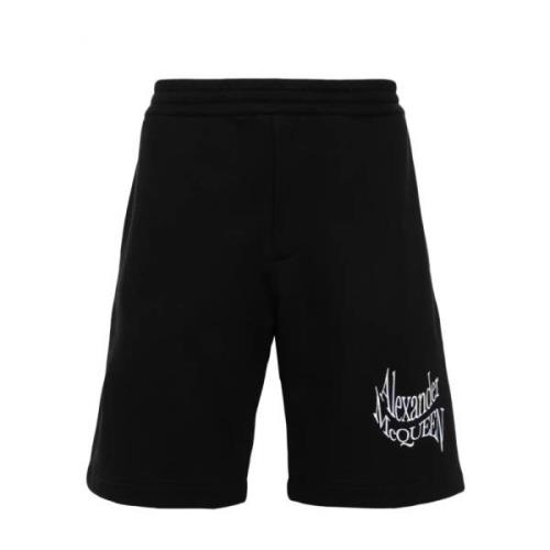Zwarte Loopback Fleece Shorts Alexander McQueen , Black , Heren