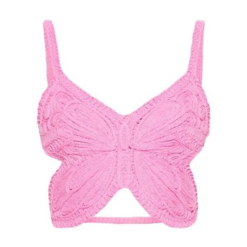 Roze Mouwloze Butterfly Top Blumarine , Pink , Dames