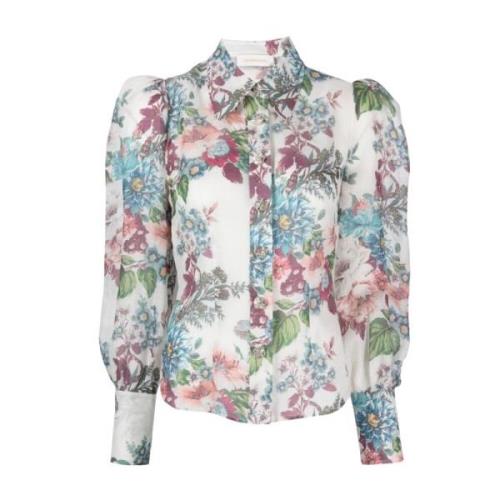 Bloemenprint Linnen en Zijden Shirt Zimmermann , Multicolor , Dames