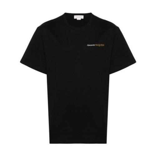 Zwart Logo T-shirt met Korte Mouwen Alexander McQueen , Black , Heren