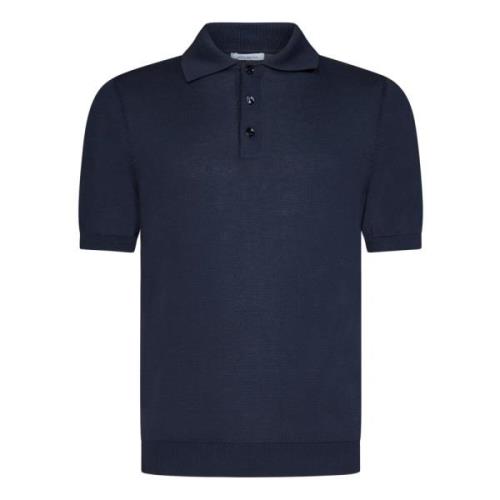Blauwe T-shirt en Polo met Franse Kraag Malo , Blue , Heren