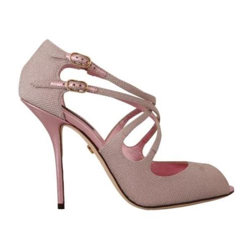 Roze Glitter Hoge Hak Sandalen Dolce & Gabbana , Pink , Dames