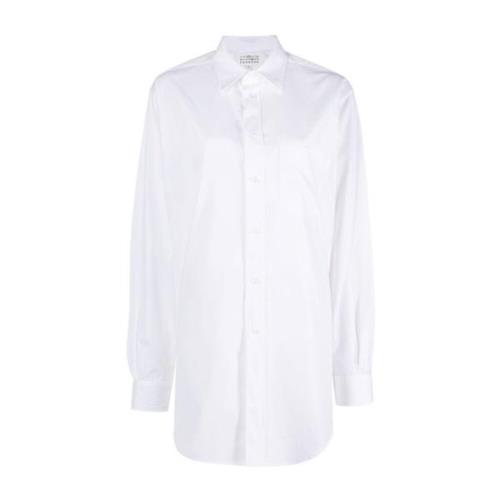 Witte overhemd met lange mouwen, puntige kraag en knoopsluiting Maison...