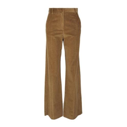 Bruine Hoge Taille Katoenen Broek Max Mara Weekend , Brown , Dames