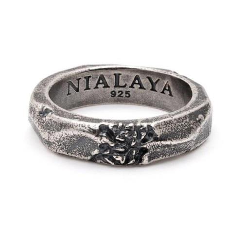 Handgemaakte Vintage Zilveren Gesneden Ring Nialaya , Gray , Heren