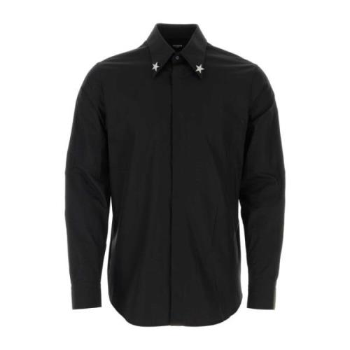 Zwarte Poplin Overhemd - Klassiek Model Balmain , Black , Heren