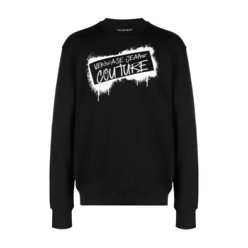 Zwarte Katoenen Sweatshirt voor Heren Versace Jeans Couture , Black , ...