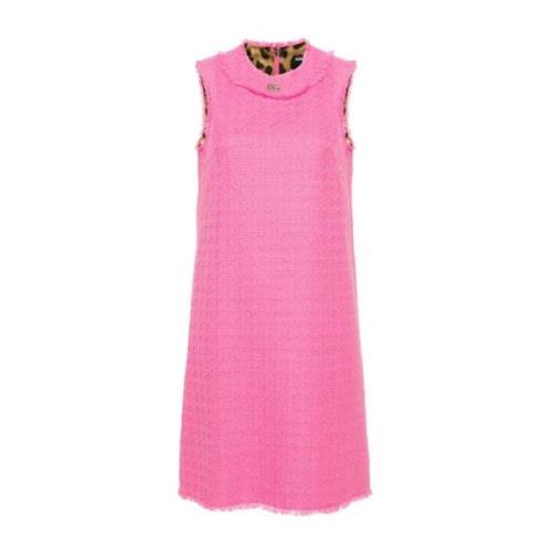 Roze Wolblend Tweed Jurk Dolce & Gabbana , Pink , Dames