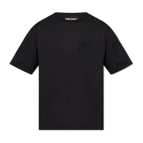 T-shirt met logo Palm Angels , Black , Heren