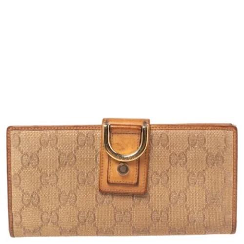 Pre-owned Canvas wallets Gucci Vintage , Beige , Dames