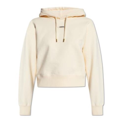 Hoodie met logo Jacquemus , Beige , Dames