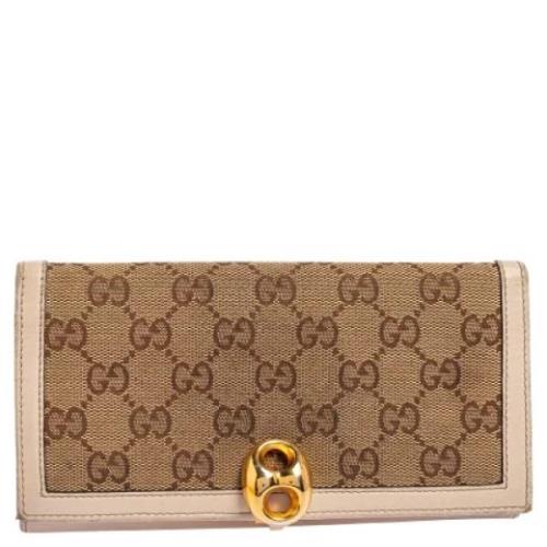 Pre-owned Canvas wallets Gucci Vintage , Beige , Dames