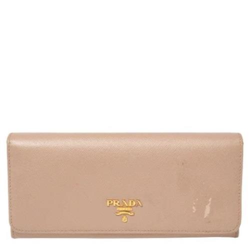 Pre-owned Leather wallets Prada Vintage , Beige , Dames