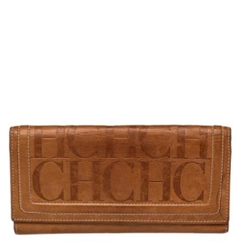 Pre-owned Leather wallets Carolina Herrera Pre-owned , Beige , Dames