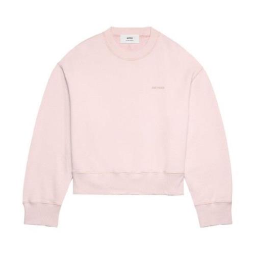 Roze Katoenen Sweatshirt met Logo Ami Paris , Pink , Dames