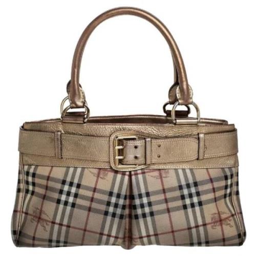 Pre-owned Leather totes Burberry Vintage , Beige , Dames