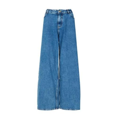 High-waisted denim jeans met wijde pijpen Philosophy di Lorenzo Serafi...