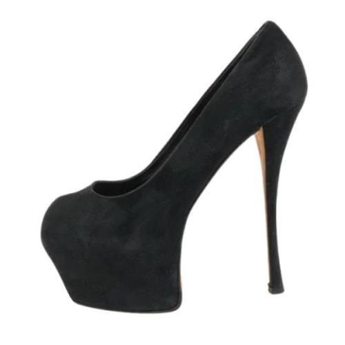 Pre-owned Suede heels Giuseppe Zanotti Pre-owned , Black , Dames