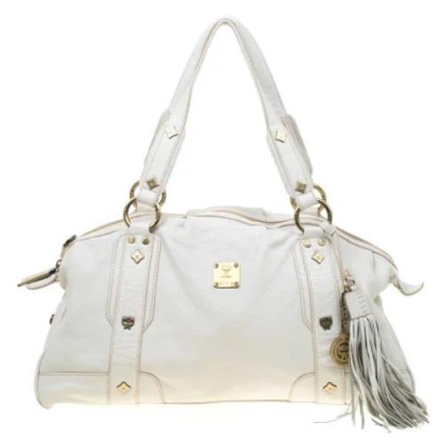 Pre-owned Leather shoulder-bags MCM Pre-owned , White , Dames