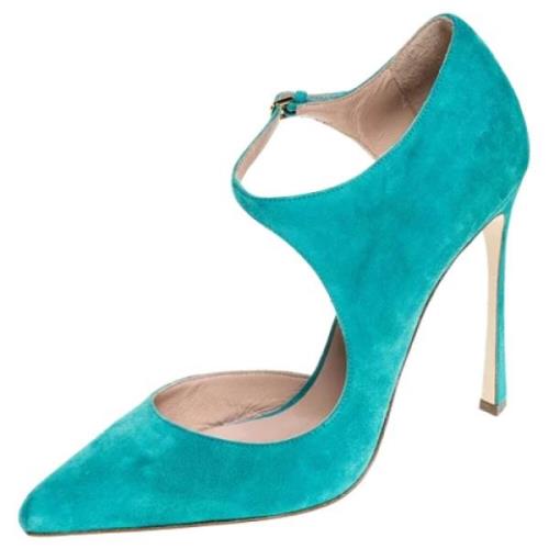 Pre-owned Suede heels Sergio Rossi Pre-owned , Blue , Dames