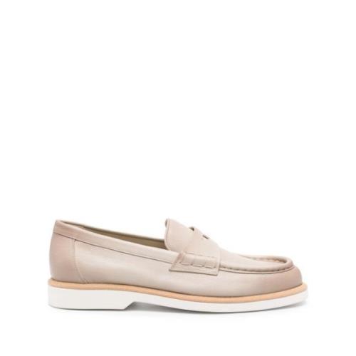 Beige Leren Klassieke Sneakers Santoni , Beige , Dames