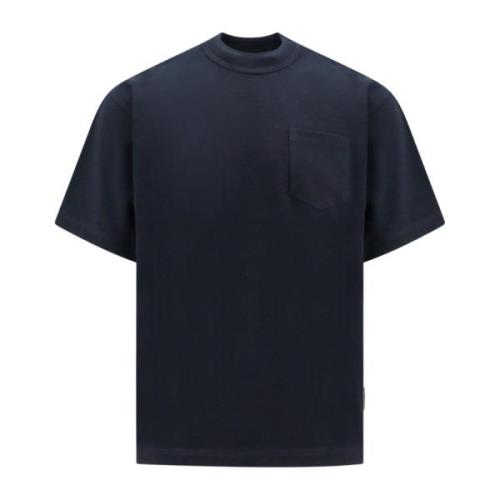 Katoenen T-Shirt met Rits Sacai , Blue , Heren