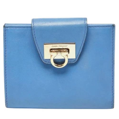 Pre-owned Leather wallets Salvatore Ferragamo Pre-owned , Blue , Dames