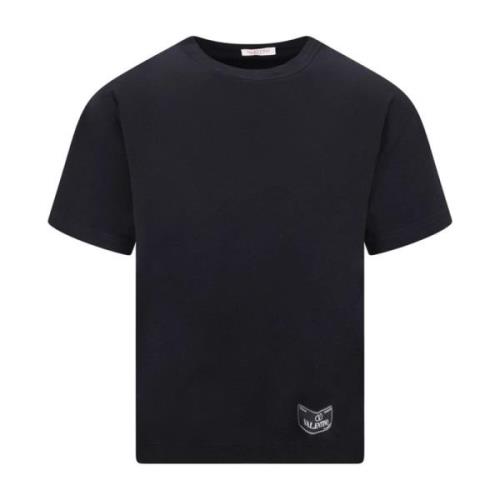 Zwart katoenen T-shirt met logo detail Valentino , Black , Heren