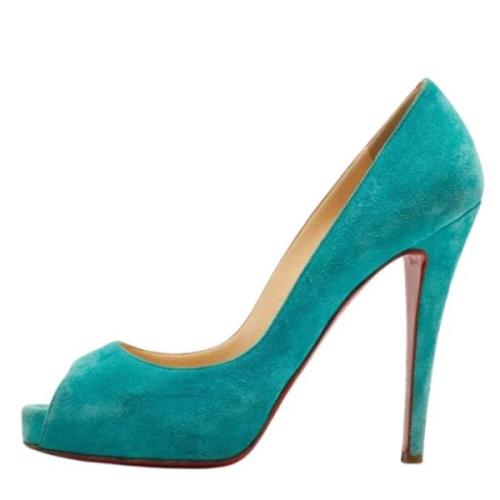 Pre-owned Suede heels Christian Louboutin Pre-owned , Blue , Dames