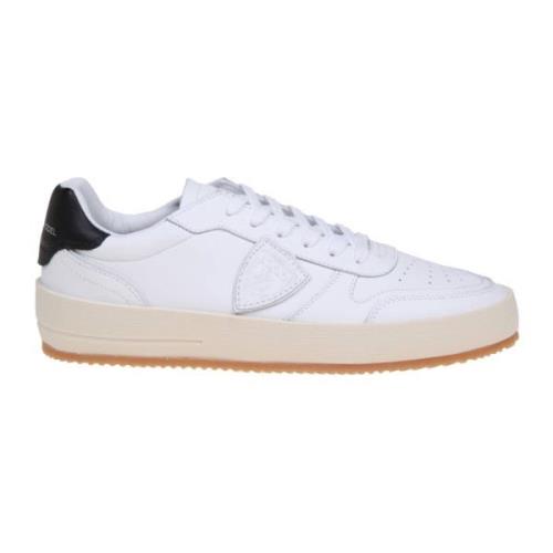 Witte/zwarte leren sneakers Philippe Model , White , Heren