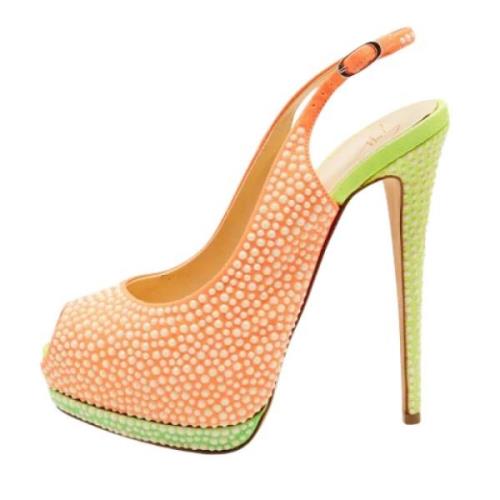 Pre-owned Suede heels Giuseppe Zanotti Pre-owned , Orange , Dames