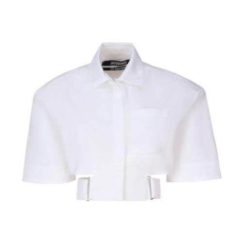 Witte Katoenen Elastan Overhemden Jacquemus , White , Dames