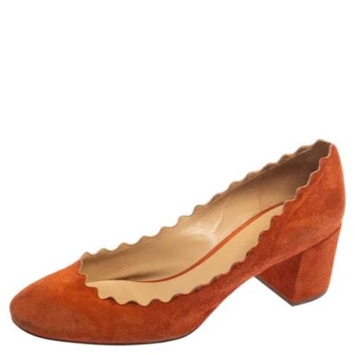 Pre-owned Suede heels Chloé Pre-owned , Orange , Dames