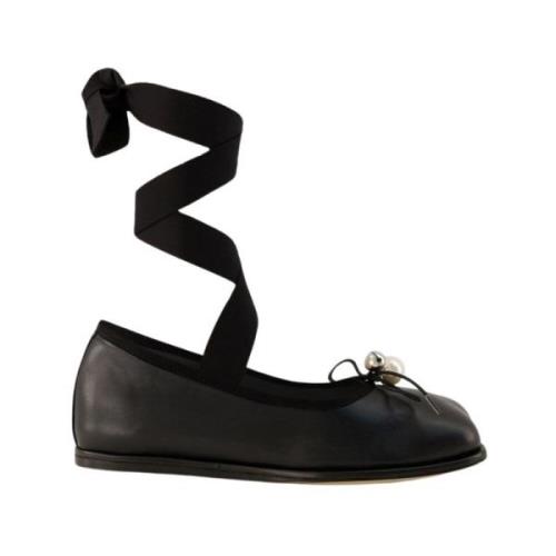 Zwarte Leren Heart Toe Ballerina Simone Rocha , Black , Dames