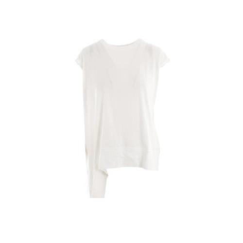 Asymmetrisch Wit Katoenen Jersey T-shirt Yohji Yamamoto , White , Dame...