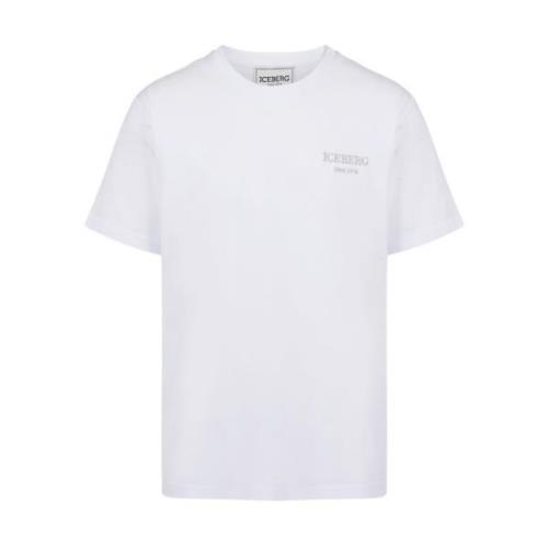 T-shirt met geborduurd logo Iceberg , White , Heren