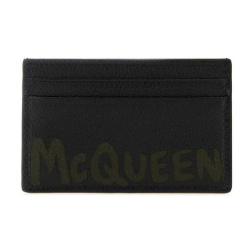 Zwarte leren kaarthouder Alexander McQueen , Black , Heren