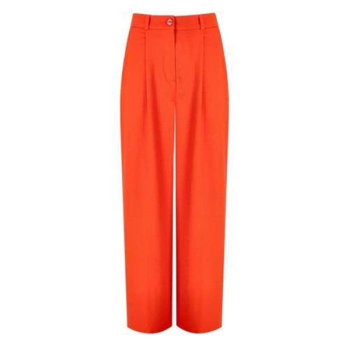 Oranje Wijde Broek met Plooien Essentiel Antwerp , Orange , Dames