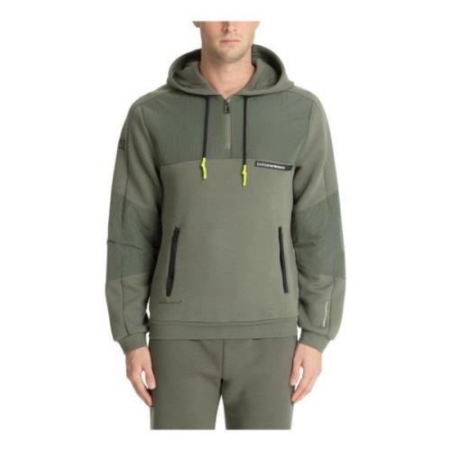 Effen Logo Hoodie met Koord en Rits Emporio Armani EA7 , Green , Heren