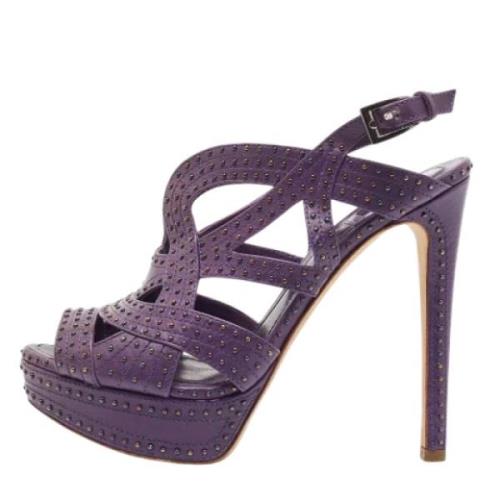 Pre-owned Leather sandals Dior Vintage , Purple , Dames