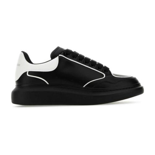 Zwarte leren sneakers met witte hiel Alexander McQueen , Black , Heren