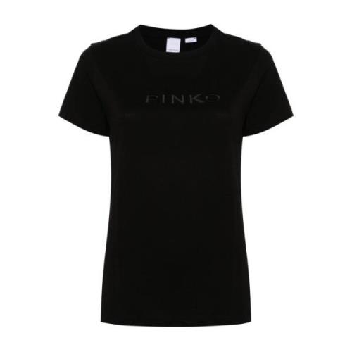 Zwarte Katoenen T-shirts en Polos Pinko , Black , Dames