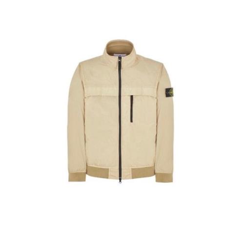 Gekreukelde Reps Nylon Blouson Stone Island , Beige , Heren