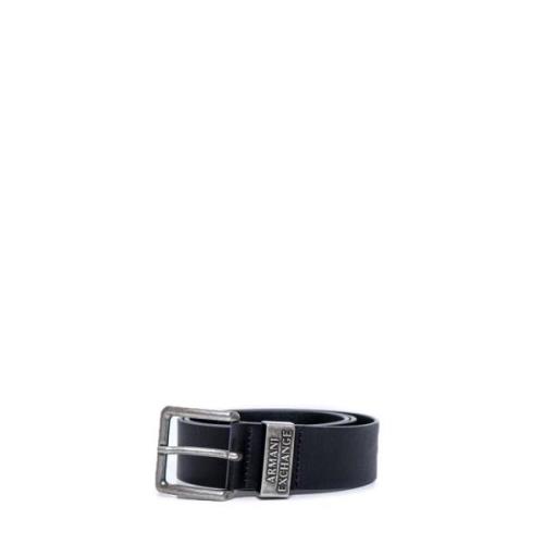 Zwarte Leren Riem met Gespsluiting Armani Exchange , Black , Heren