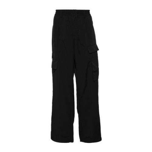 Zwarte Wijde Broek met Gekreukelde Afwerking Y-3 , Black , Heren