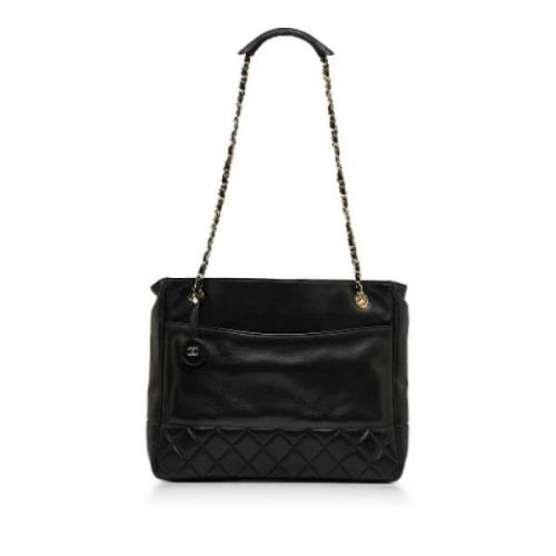 Pre-owned Leather totes Chanel Vintage , Black , Dames