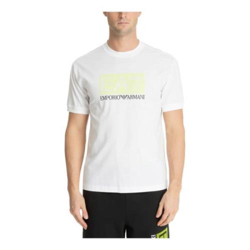 Gestreept Logo T-shirt Emporio Armani EA7 , White , Heren