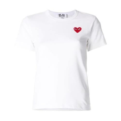 Geborduurd hart logo T-shirt Comme des Garçons Play , White , Dames