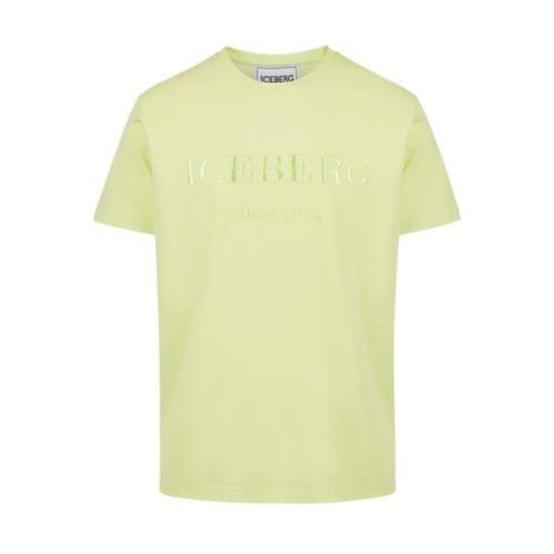 Gele T-shirt met geborduurd logo Iceberg , Yellow , Heren