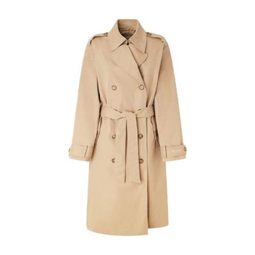 Beige Katoenen Trench Set voor Dames Pepe Jeans , Beige , Dames